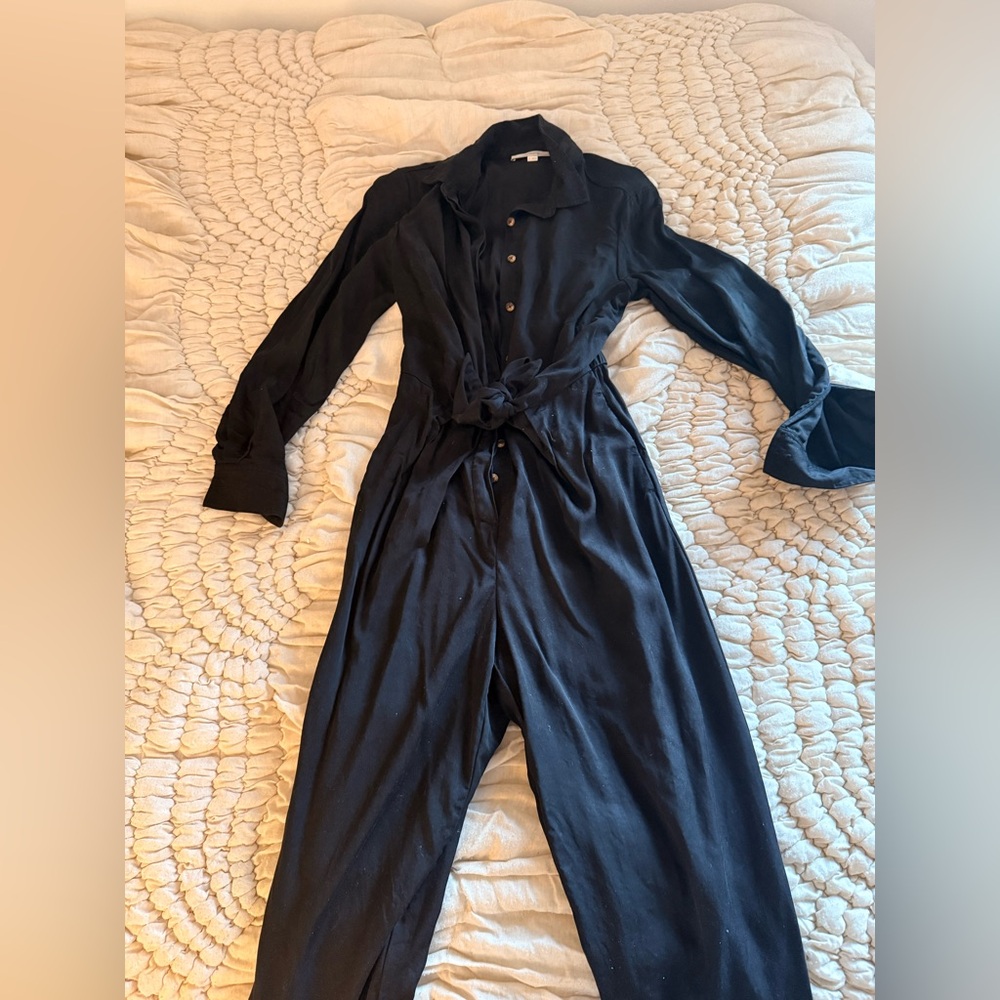 Loft Sz 8 Button Up Tie Front Jumpsuit